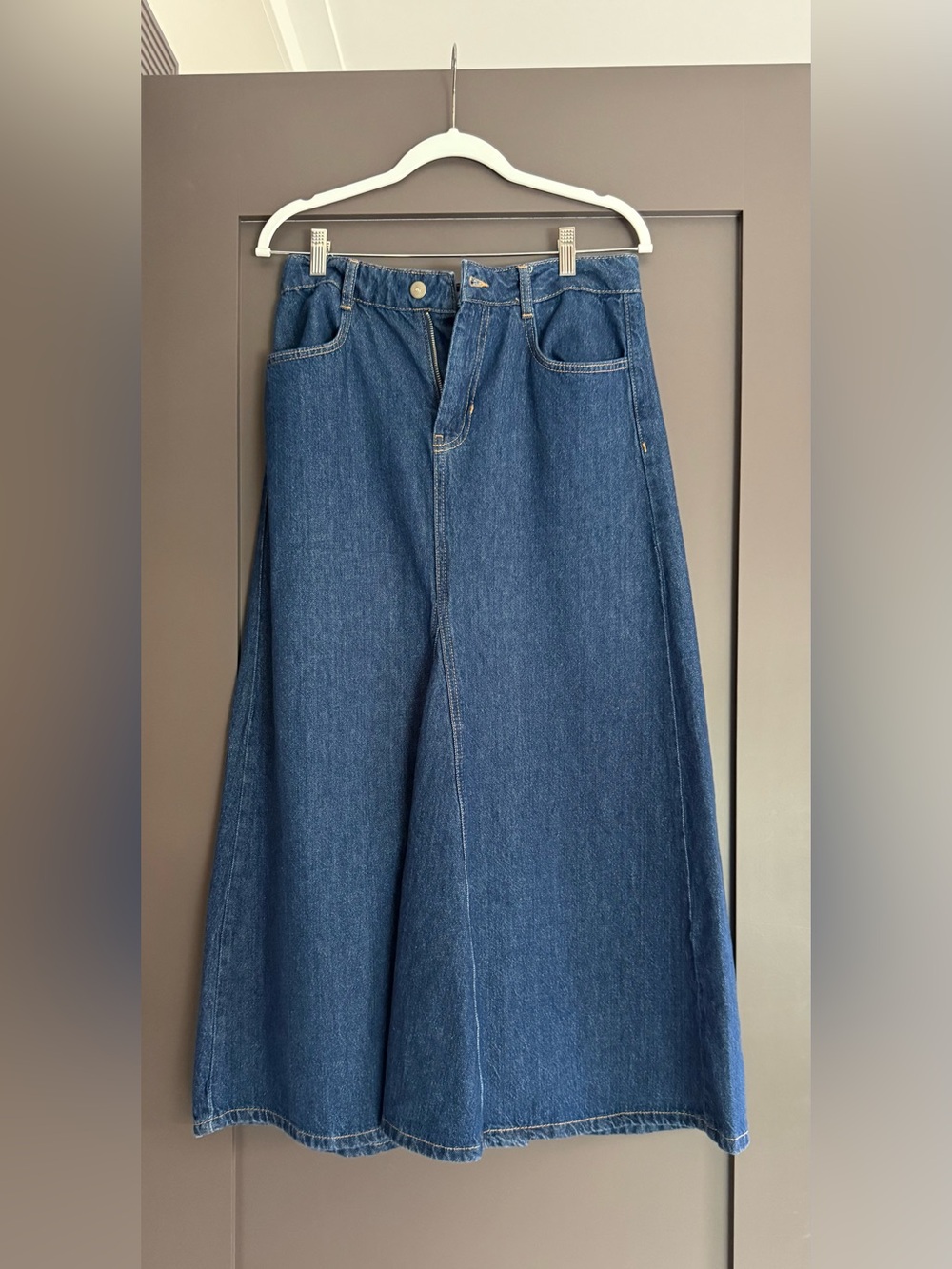 Zara High-Waist A-Line Dark Blue Denim Skirt - Women Jeans